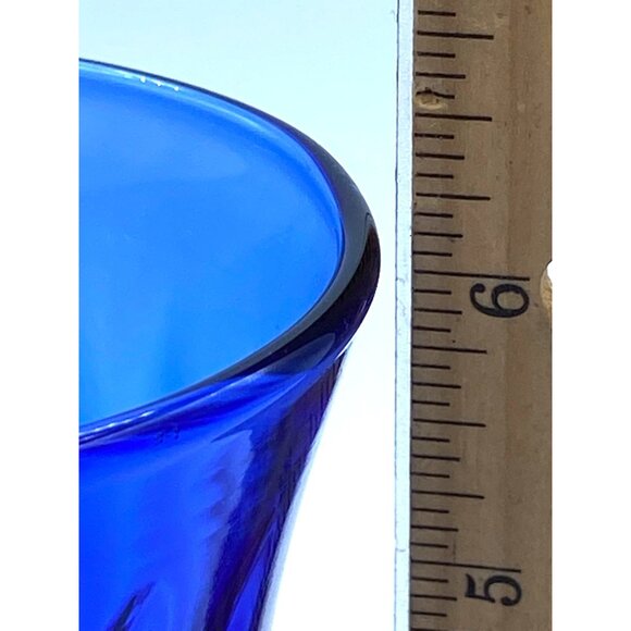 Brody Cobalt Blue Swirl Design Glass Vase 6 -1/4" - Picture 2 of 7